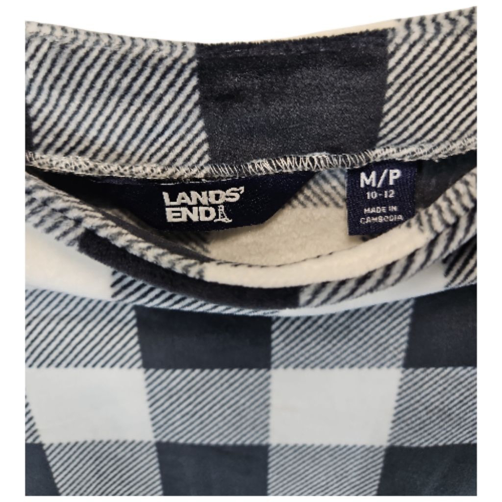 Lands End Black & White Buffalo Plaid Mock Neck Fleece Tunic Size M - Picture 4 of 7